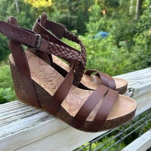 Blowfish Dark Brown Braided Wedge Sandals